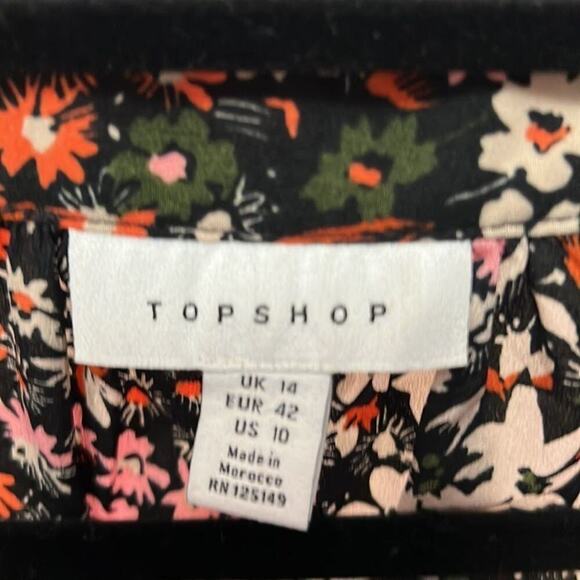 TOPSHOP DITSY FLORAL PRINT CREPE SMOCK DRESS SIZE 14 - Picture 3 of 5